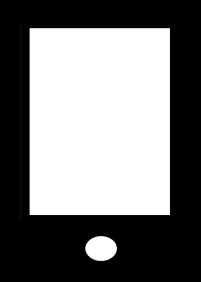 Descripción de la imagen del icono del teléfono con pantalla táctil: Rectángulo negro con pantalla blanca y botón de inicio blanco debajo de la pantalla
